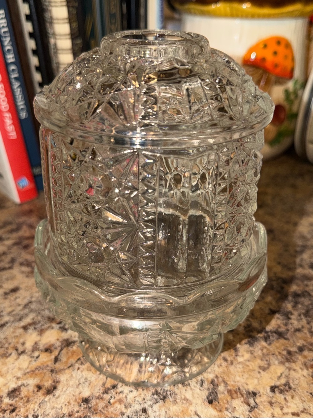 Clear Indiana Glass Stars & Bars Fairy Lamp